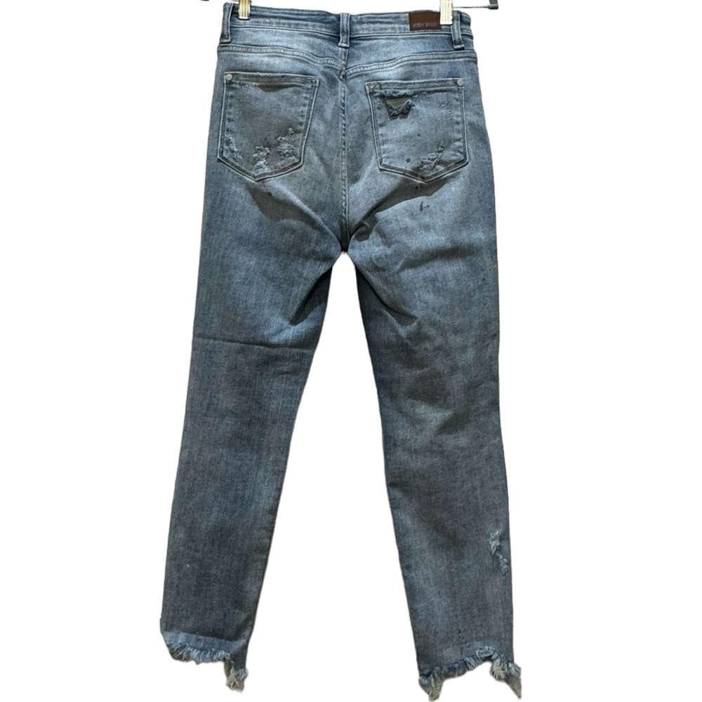 Judy Blue Boyfriend Fit Paint Splatter Distressed Jeans size 3 waist 26 EUC - Picture 4 of 7